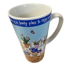 Riviera Van Beers Signature Garden Tea Latte Mug Stoneware Blue White Good